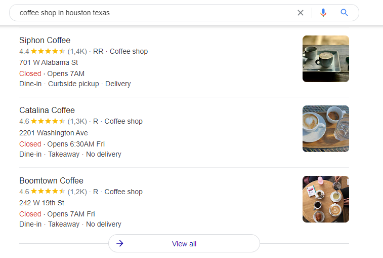 coffee shop in Houston Texas